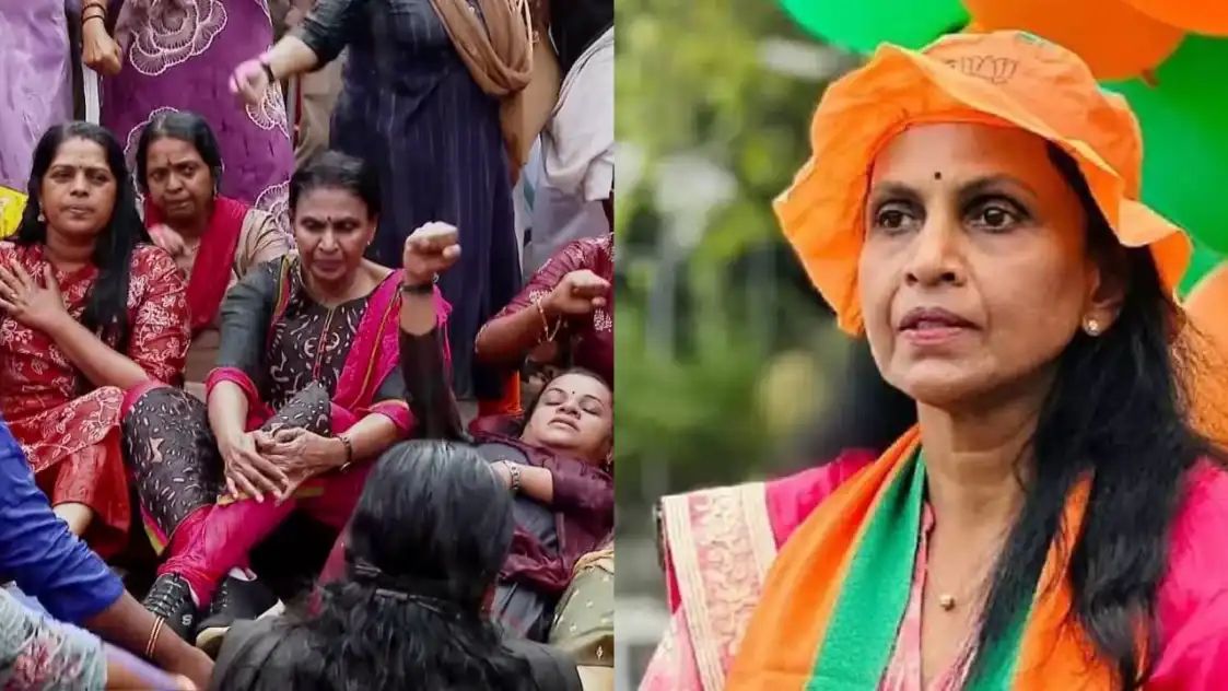 ‘പോടാ പുല്ലേ പൊലീസേ’ വിളി; ബിജെപിയുടെ വട്ടിയൂര്‍ക്കാവ് സ്റ്റേഷൻ മാര്‍ച്ചില്‍ ആര്‍ ശ്രീലേഖയെ പ്രതി ചേര്‍ത്ത് പൊലീസ്